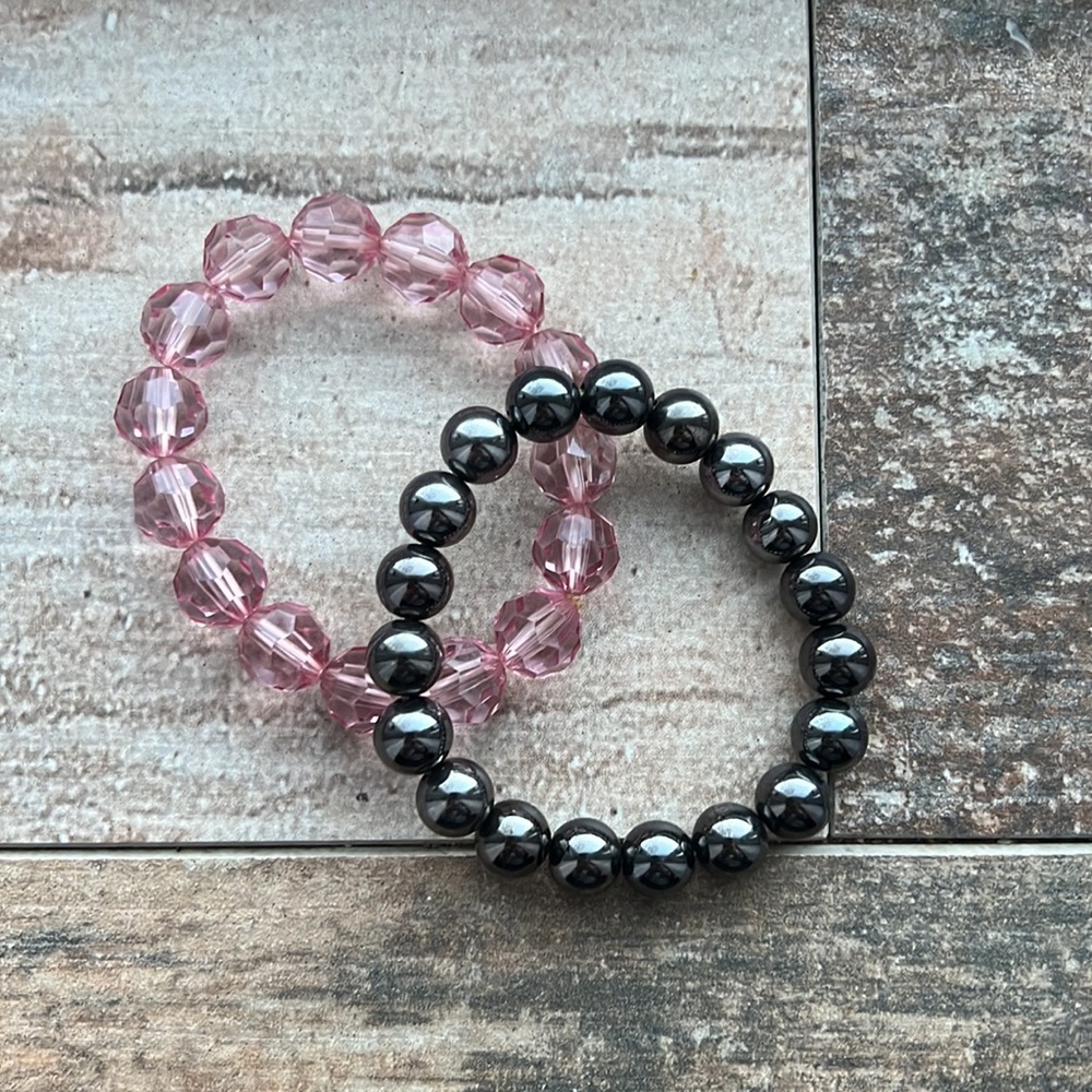 Black and pink bracelets